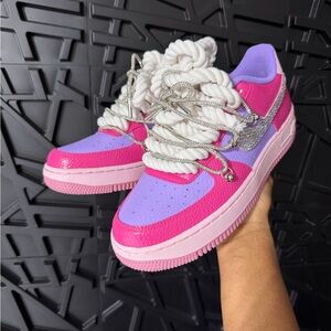 Custom Nike Women’s Low-Top Sneakers in Bright Pink & Lavender